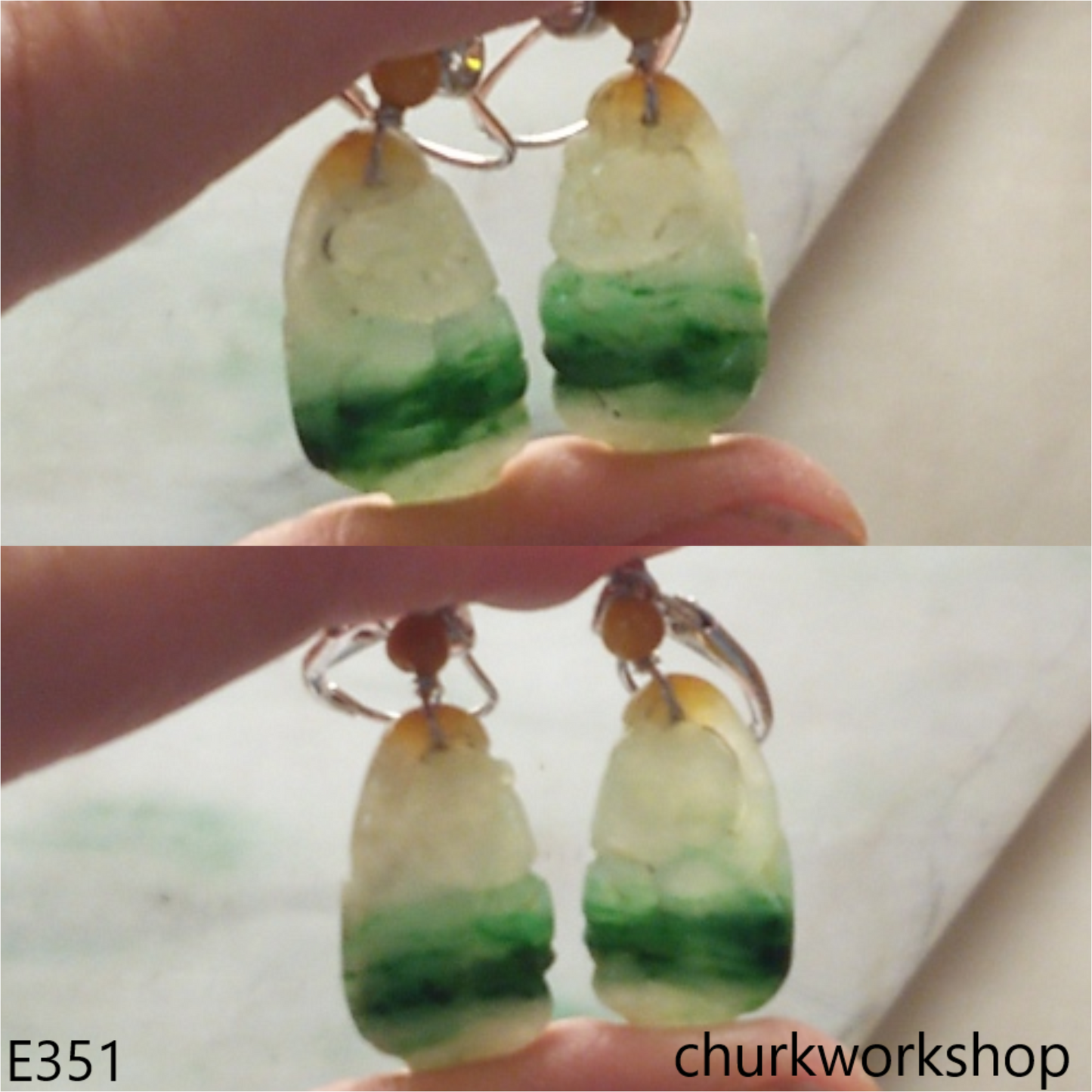 Multicolor jade Monkey earrings