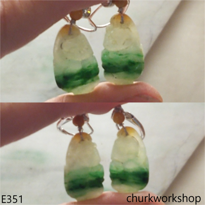 Multicolor jade Monkey earrings