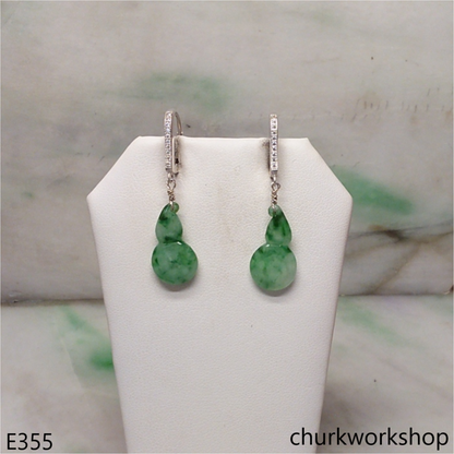 Light green jade sterling silver earrings