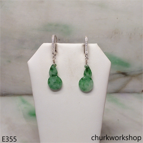 Light green jade sterling silver earrings