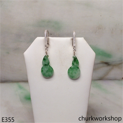 Light green jade sterling silver earrings