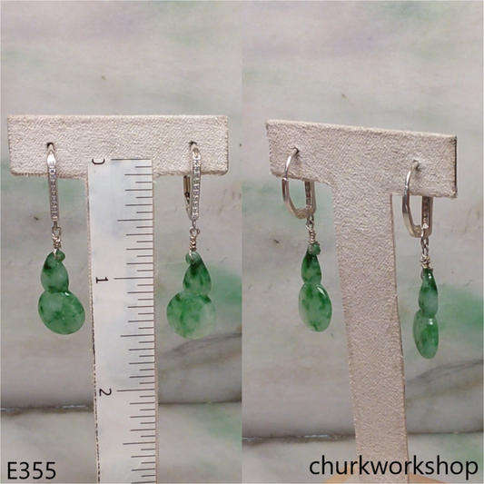 Light green jade sterling silver earrings