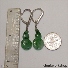 Light green jade sterling silver earrings