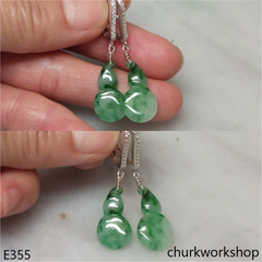 Light green jade sterling silver earrings