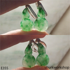 Light green jade sterling silver earrings