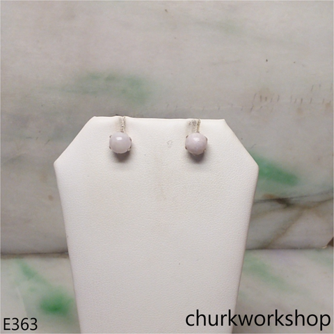 Light lavender jade bead silver ear studs