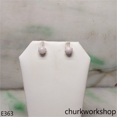 Light lavender jade bead silver ear studs
