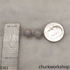 Light lavender jade bead silver ear studs