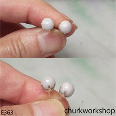 Light lavender jade bead silver ear studs