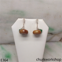 Brown jade persimmon earrings