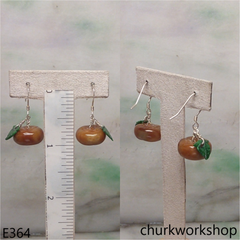 Brown jade persimmon earrings