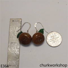 Brown jade persimmon earrings