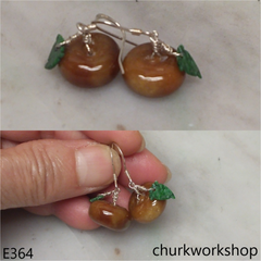 Brown jade persimmon earrings