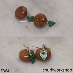 Brown jade persimmon earrings