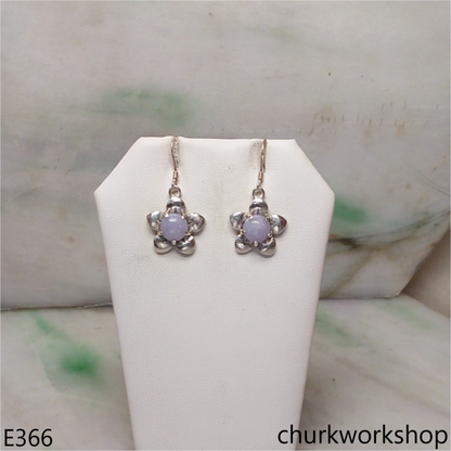 Sterling silver flower jade earrings
