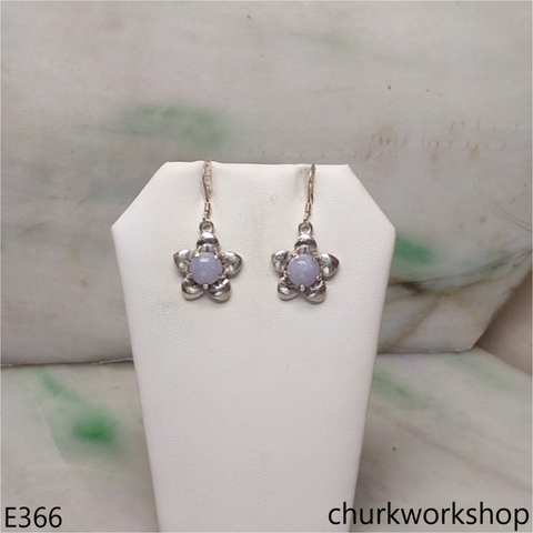 Sterling silver flower jade earrings