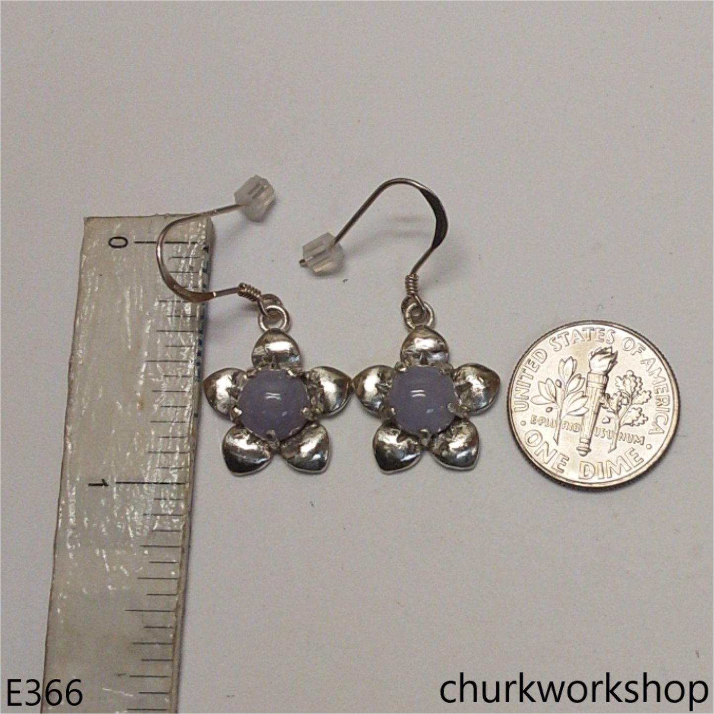 Sterling silver flower jade earrings