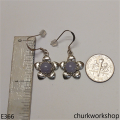 Sterling silver flower jade earrings