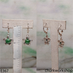 Sterling silver flower jade earrings