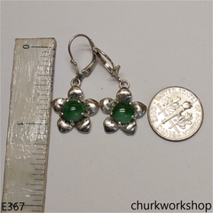 Sterling silver flower jade earrings