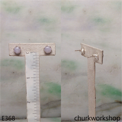 Lavender jade half bead silver ear studs