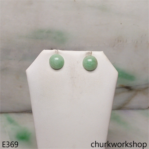 Half round jade ear studs