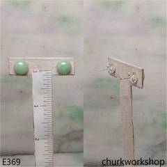 Half round jade ear studs