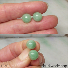 Half round jade ear studs