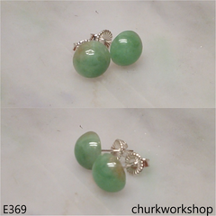 Half round jade ear studs