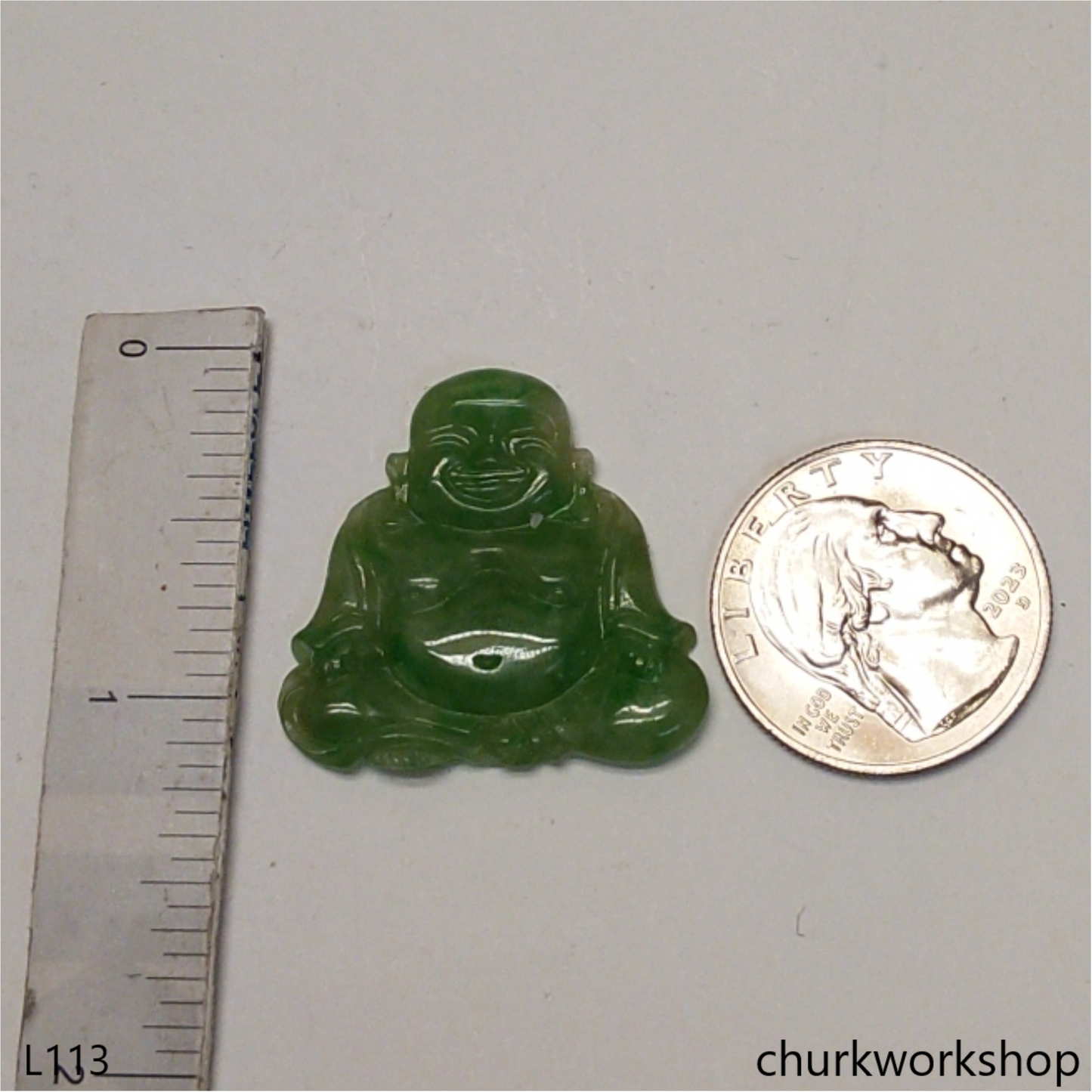 Green jade Happy Buddha