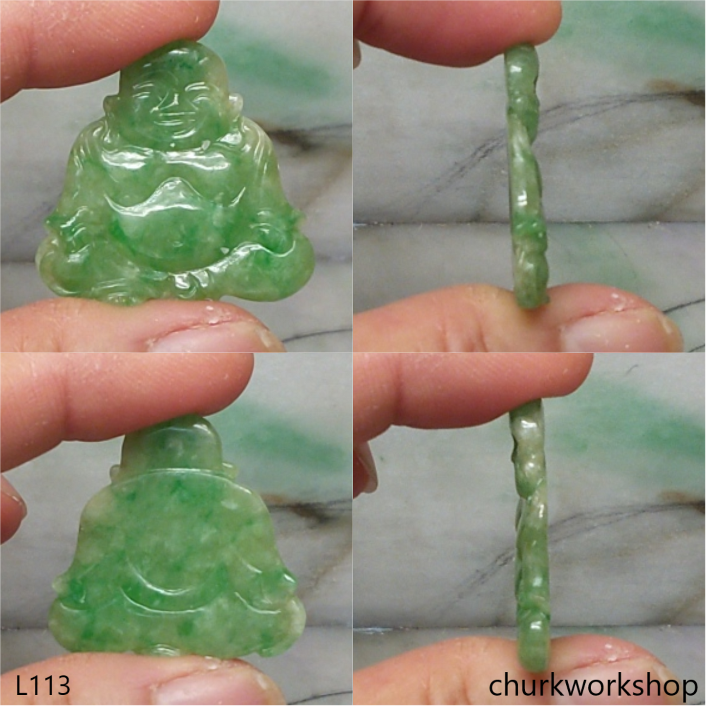 Green jade Happy Buddha