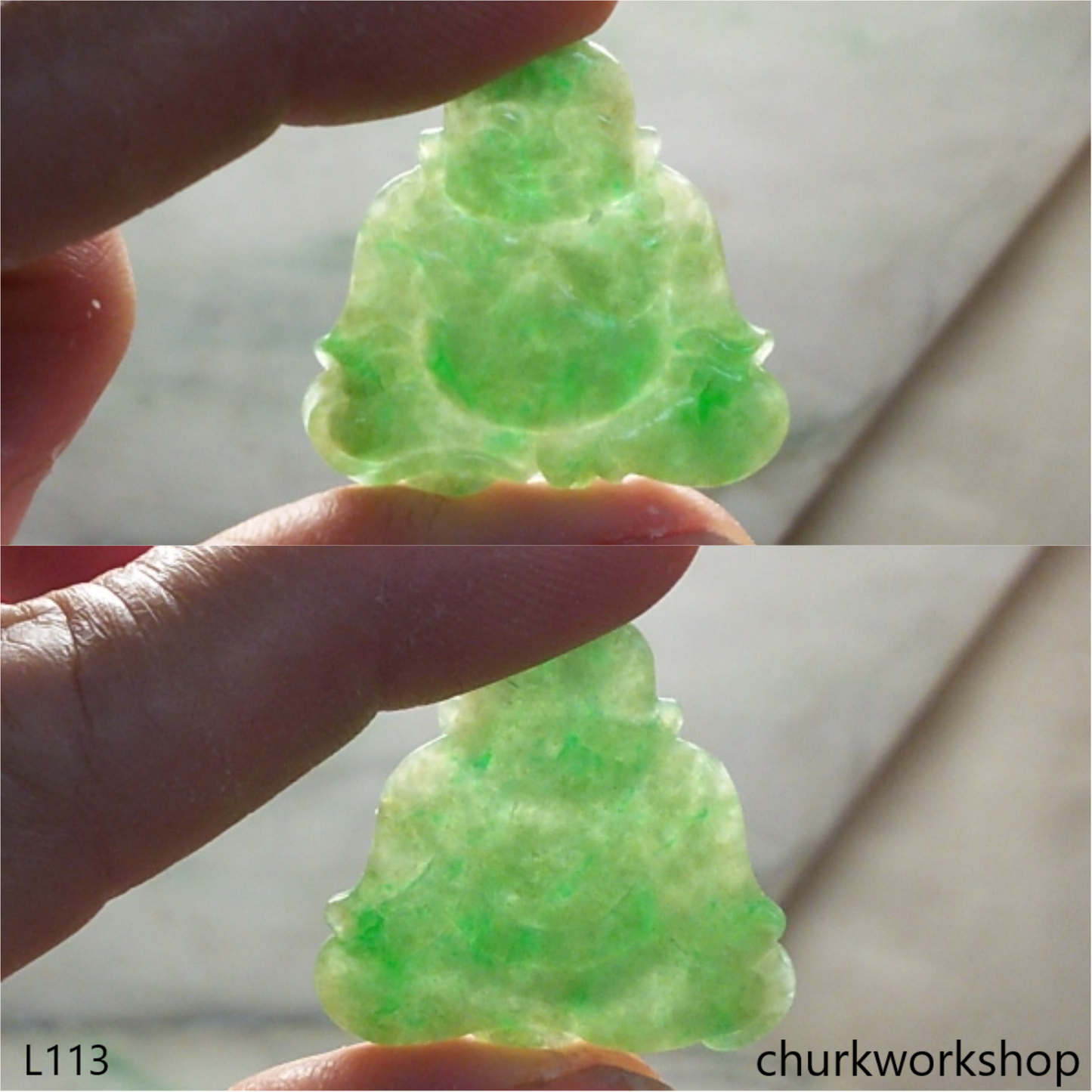 Green jade Happy Buddha