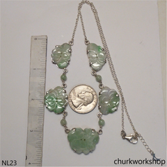 Jade butterflies sterling silver necklace