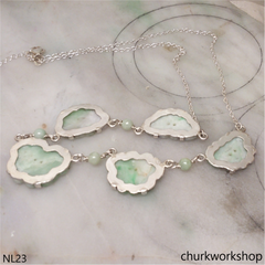 Jade butterflies sterling silver necklace