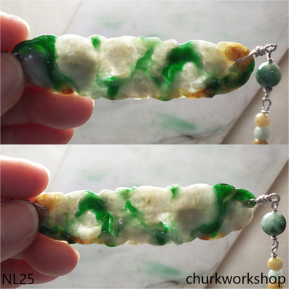 Jade craving sterling silver necklace