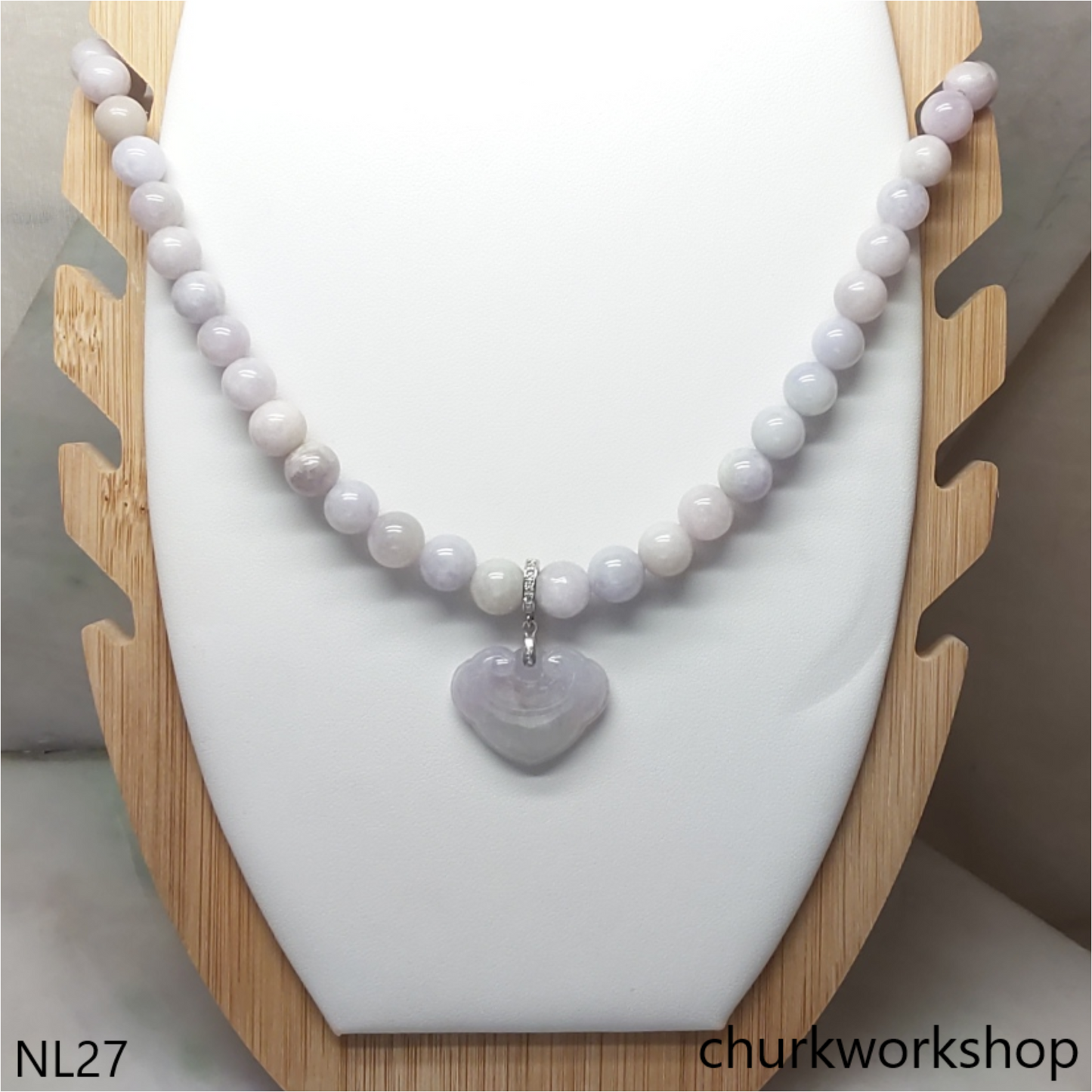 Lavender jade beads necklace