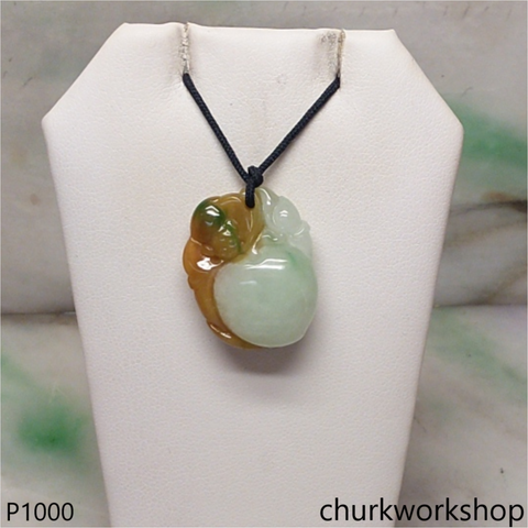 Multi color jade peach pendant
