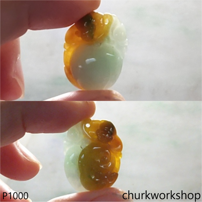 Multi color jade peach pendant