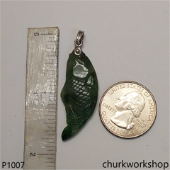 Bluish green jade fish pendant