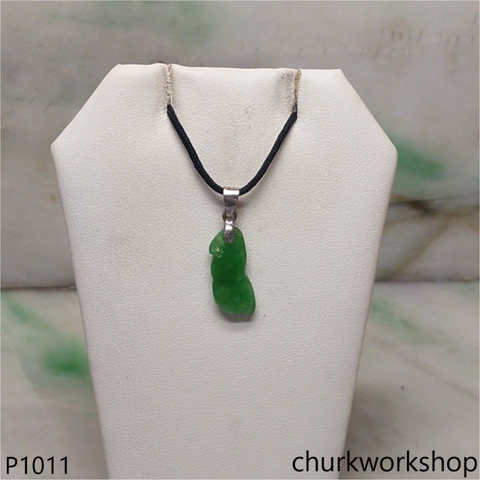 Small green jade bean pendant