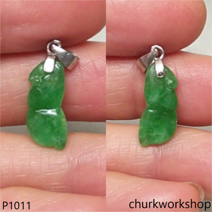Small green jade bean pendant