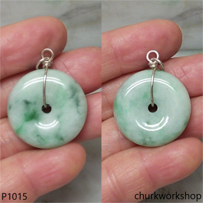 Light & green jade Donut pendant