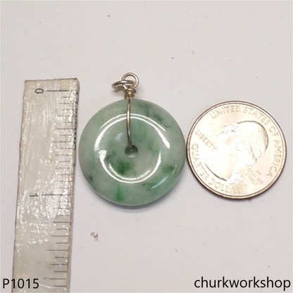 Light & green jade Donut pendant
