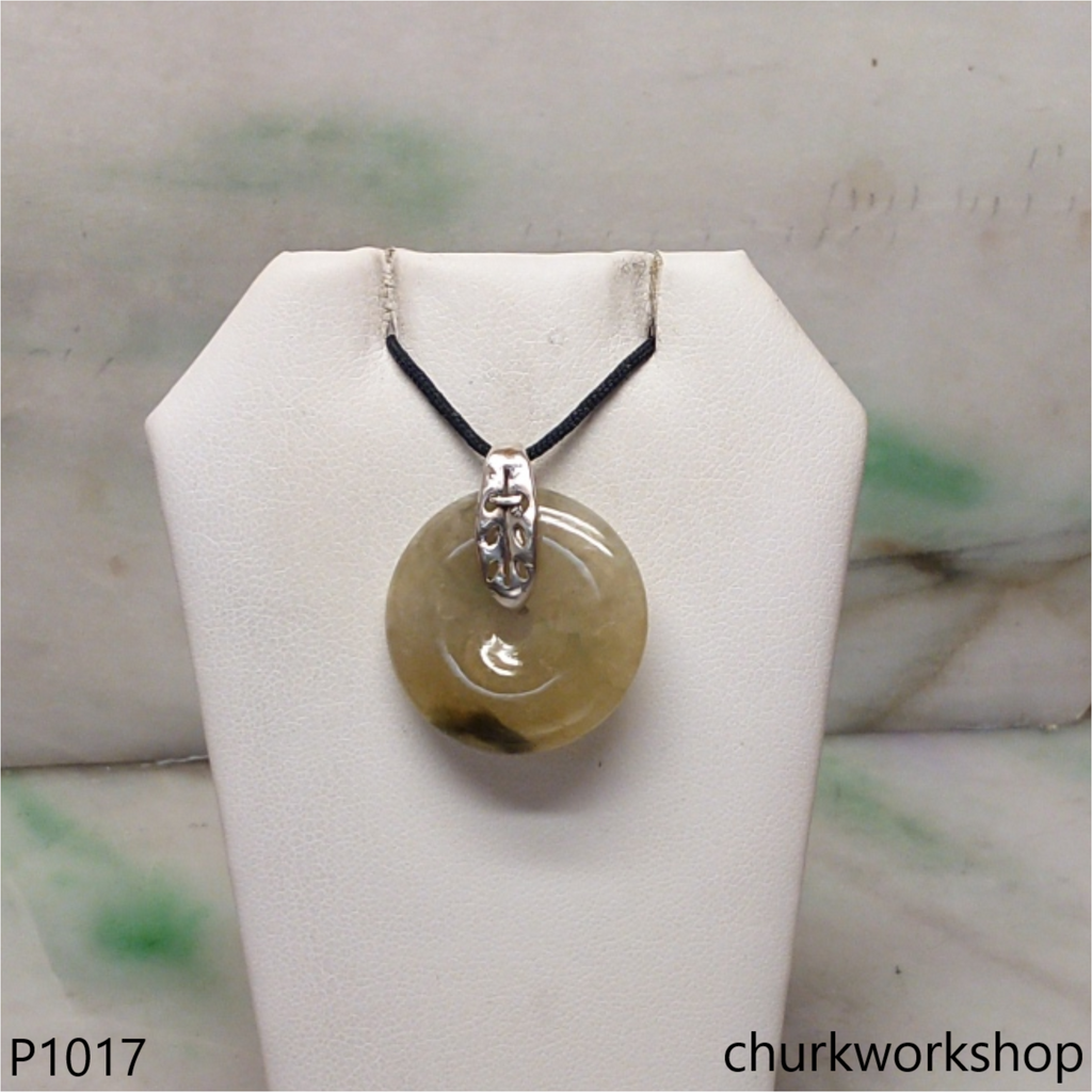 Light brownish round jade pendant