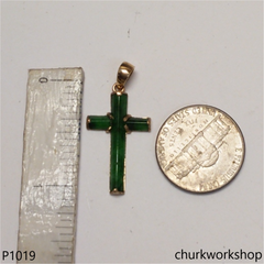 14k small jade cross pendant