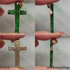 14k small jade cross pendant