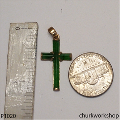 14k small jade cross pendant