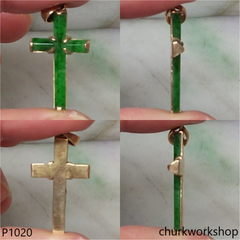 14k small jade cross pendant