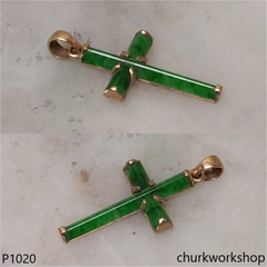 14k small jade cross pendant