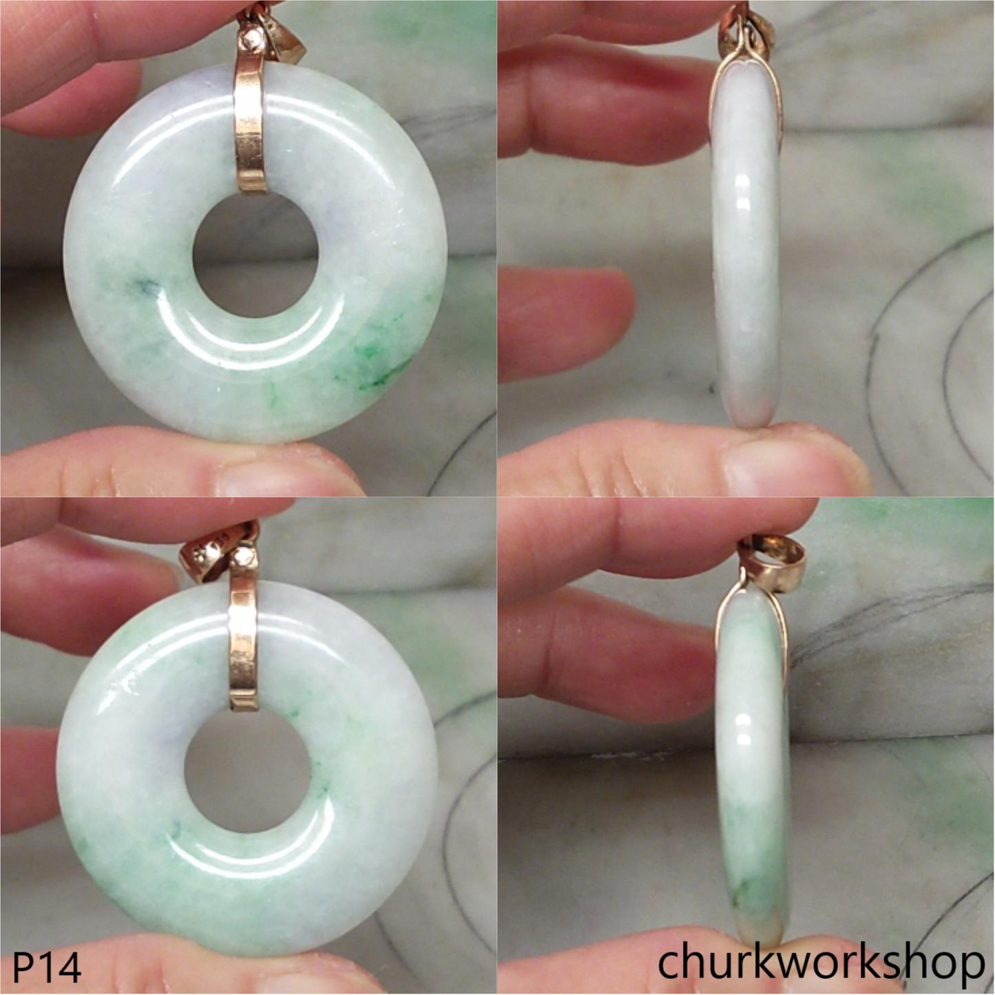 Lavender mix green jade pendant